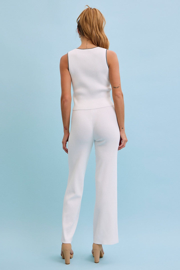 WOMEN'S SLEEVELESS TANK TOP & ELASTIC WAIST PANTS RIBBED 2PC. SET