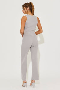 WOMEN'S SLEEVELESS TANK TOP & ELASTIC WAIST PANTS RIBBED 2PC. SET