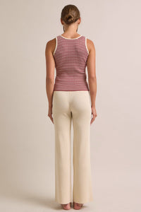 WOMEN'S SLEEVELESS TANK TOP & ELASTIC WAIST WIDE LEG PANTS COLORBLOCK 2PC. SET