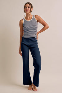 WOMEN'S SLEEVELESS TANK TOP & ELASTIC WAIST WIDE LEG PANTS COLORBLOCK 2PC. SET