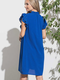WOMEN'S SHORT RUFFLE SLEEVE V-NECK TUNIC MINI DRESS