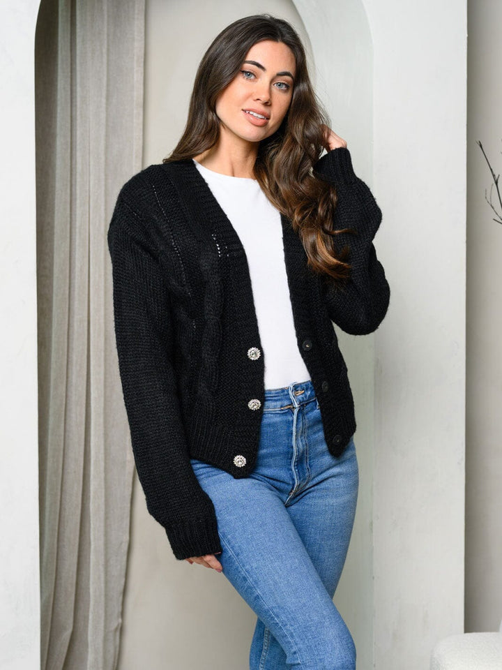 WOMEN'S LONG SLEEVE BUTTON UP SWEATER