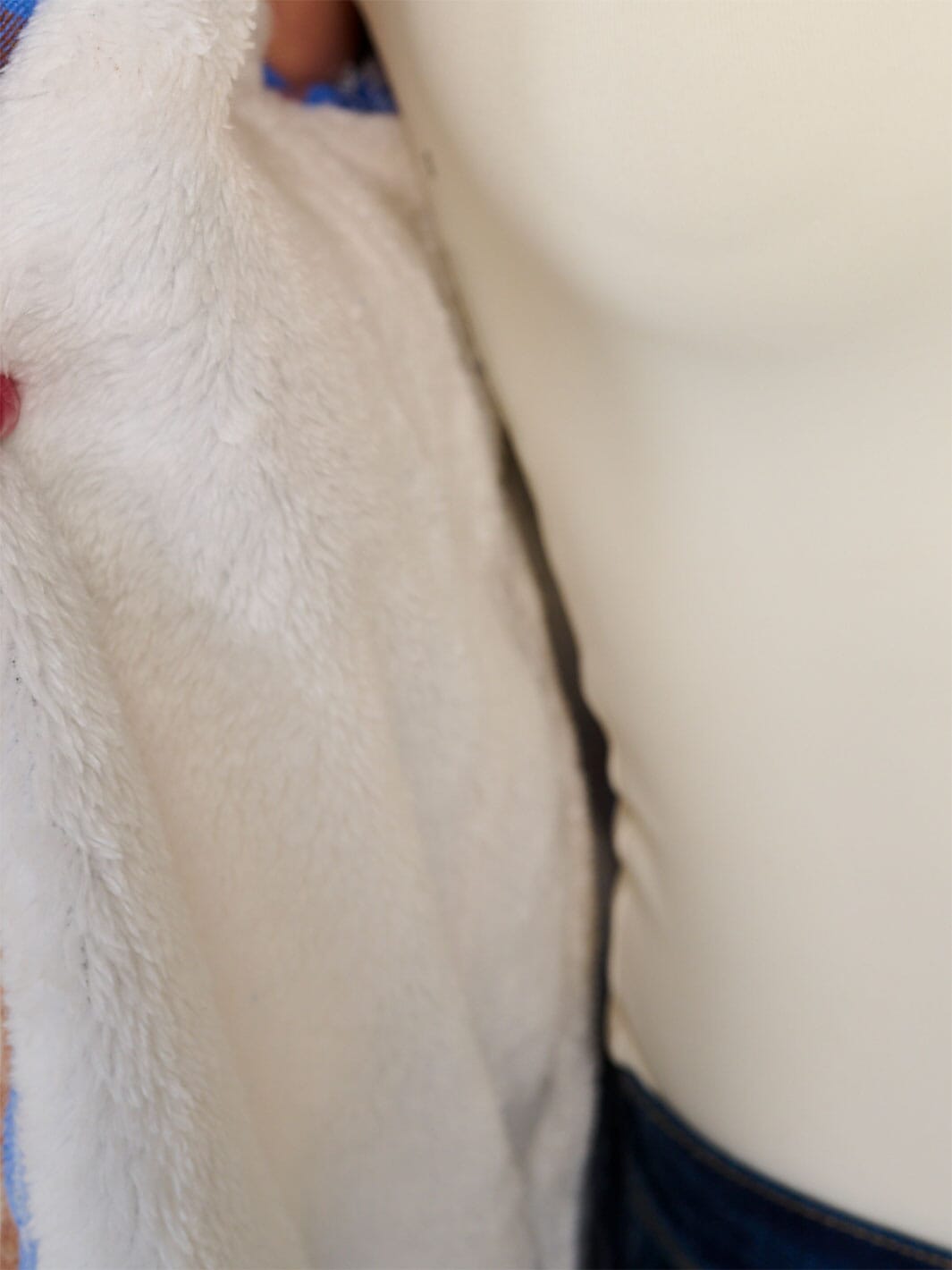 WOMEN'S LONG SLEEVE BUTTON CLOSURE POCKETS SHERPA PLAID JACKET