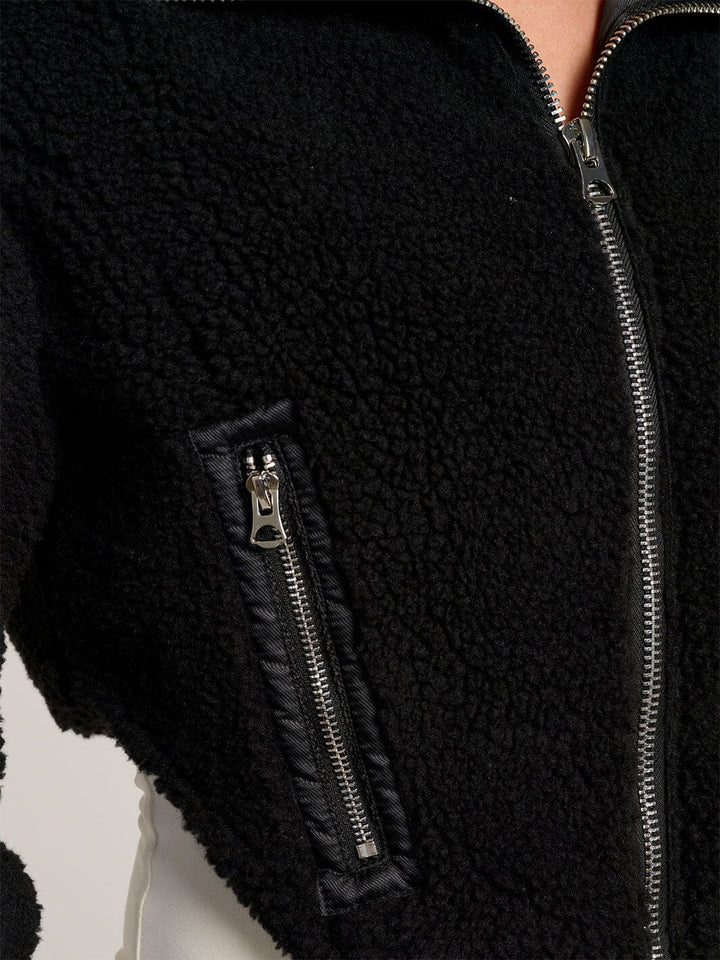 WOMEN'S LONG SLEEVE ZIP UP POCKETS SHERPA JACKET