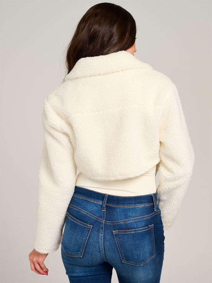 WOMEN'S LONG SLEEVE ZIP UP POCKETS SHERPA JACKET