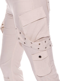 WOMEN'S CROP TOP & BUTTON CLOSURE PANTS LINEN 2PC SET