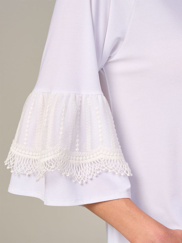 WOMEN'S SHORT RUFFLE SLEEVE TUNIC BLOUSE