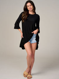 WOMEN'S 3/4 SLEEVE HIGH-LOW TUNIC BLOUSE