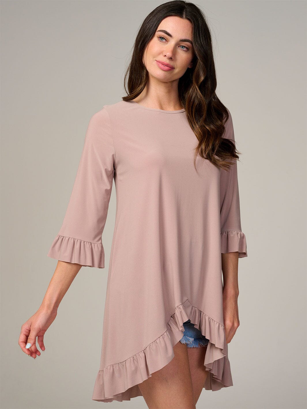 WOMEN'S 3/4 SLEEVE HIGH-LOW TUNIC BLOUSE