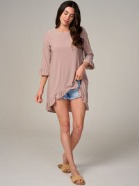 WOMEN'S 3/4 SLEEVE HIGH-LOW TUNIC BLOUSE