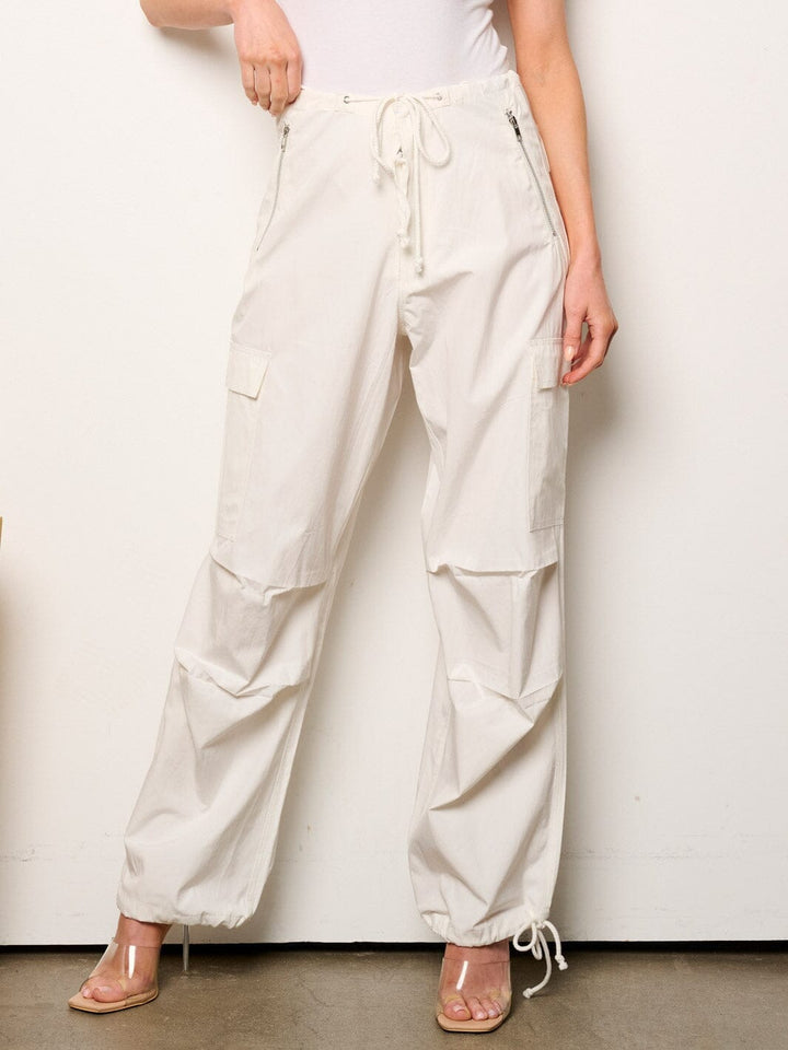 WOMEN'S ELASTIC WAIST CARGO POCKETS JOGGERS PANTS