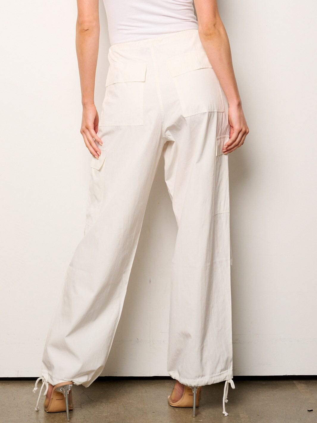 WOMEN'S ELASTIC WAIST CARGO POCKETS JOGGERS PANTS