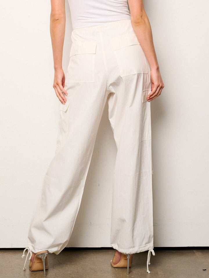 WOMEN'S ELASTIC WAIST CARGO POCKETS JOGGERS PANTS