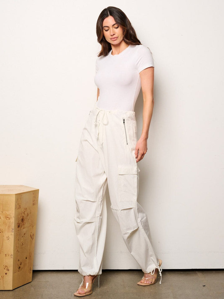 WOMEN'S ELASTIC WAIST CARGO POCKETS JOGGERS PANTS