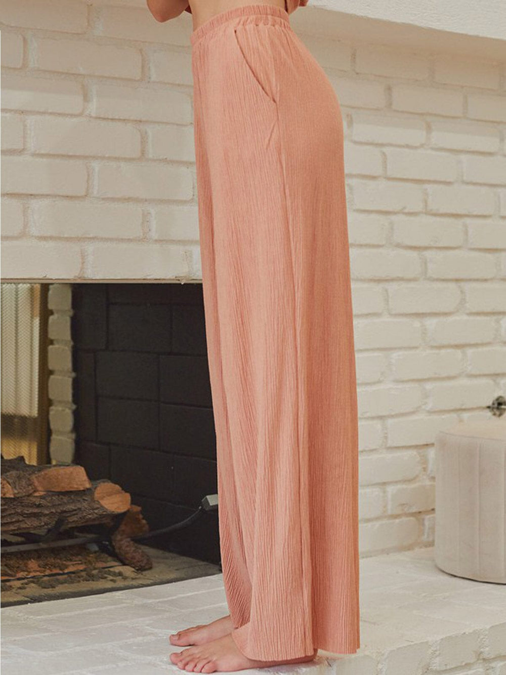 WOMEN'S ELASTIC WAIST WIDE LEG PANTS