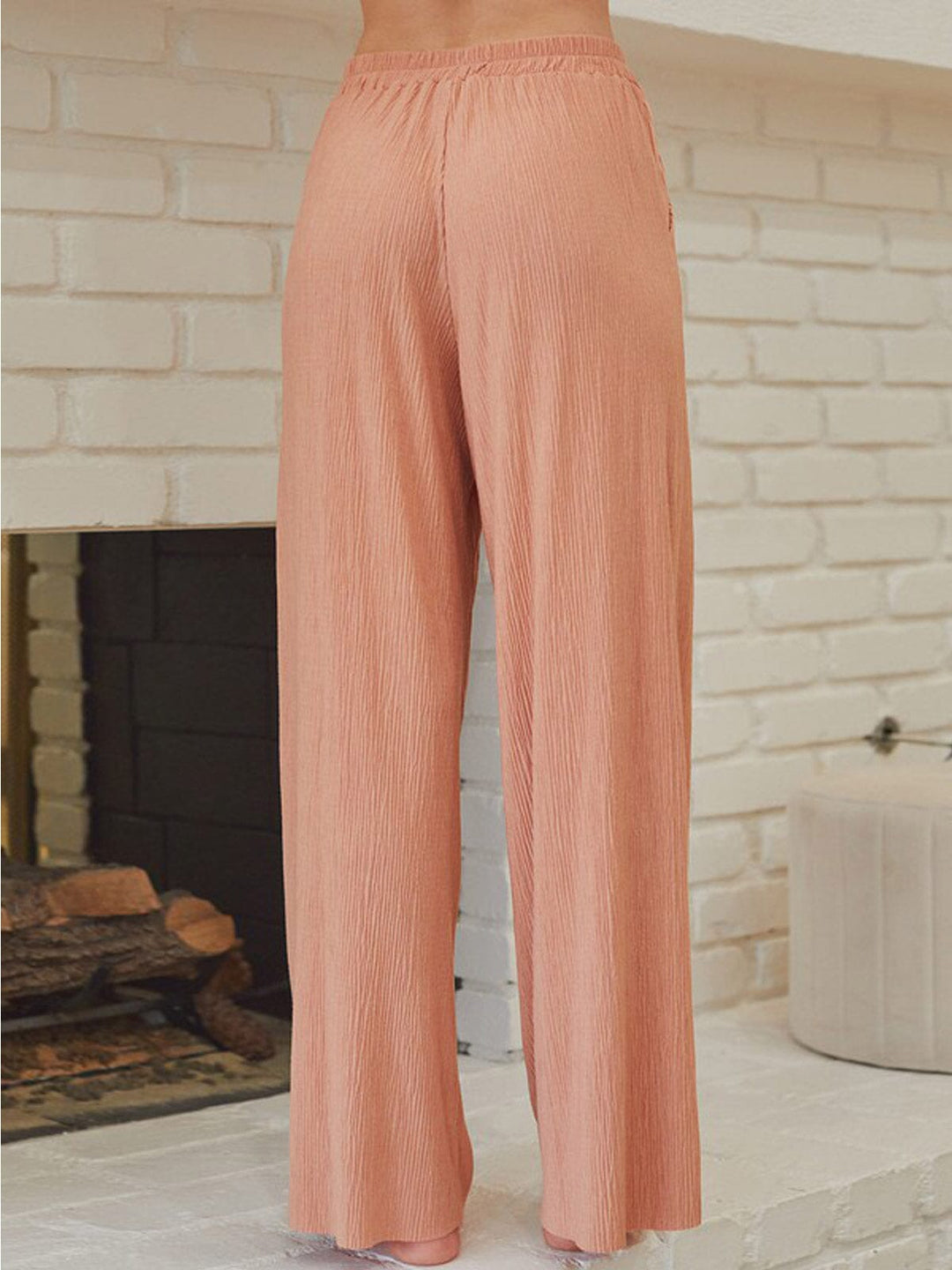 WOMEN'S ELASTIC WAIST WIDE LEG PANTS