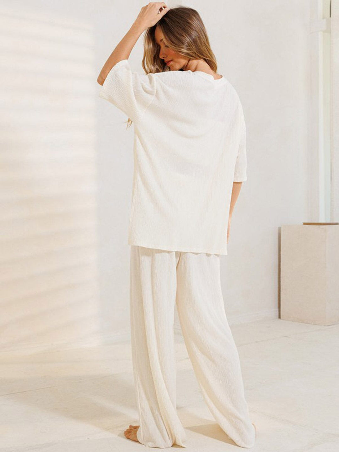 WOMEN'S ELASTIC WAIST WIDE LEG PANTS
