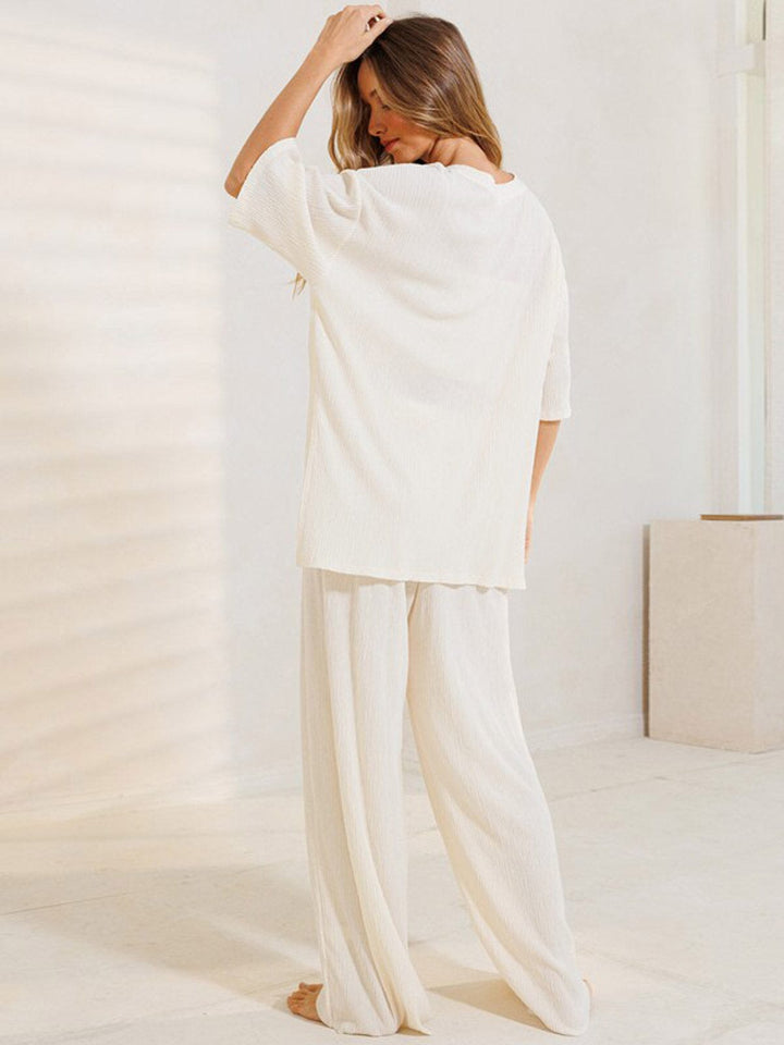 WOMEN'S ELASTIC WAIST WIDE LEG PANTS