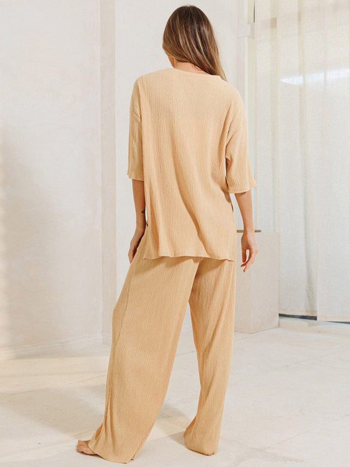 WOMEN'S ELASTIC WAIST WIDE LEG PANTS