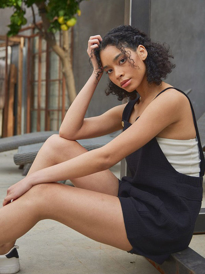 WOMEN'S SLEEVELESS FRONT POCKETS OVERALL