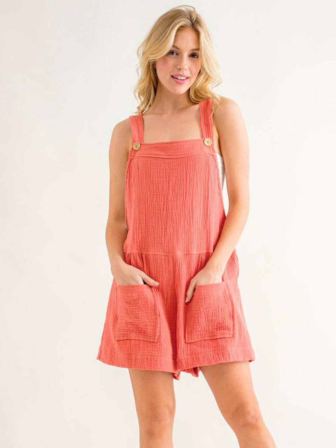 WOMEN'S SLEEVELESS FRONT POCKETS OVERALL