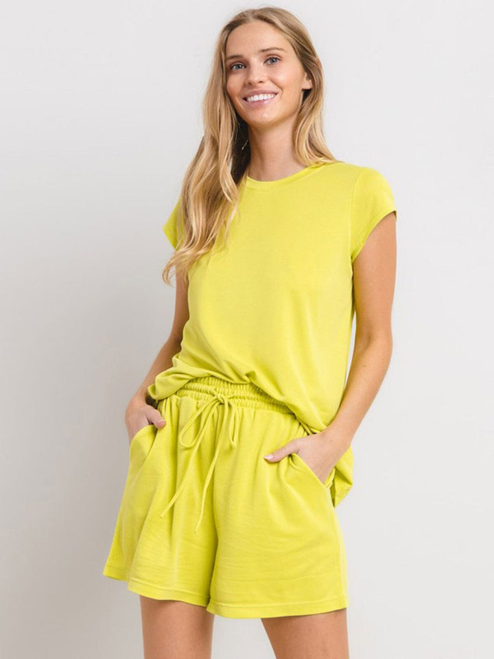 WOMEN'S ELASTIC WIST SELF TIE POCKETS MINI SHORTS