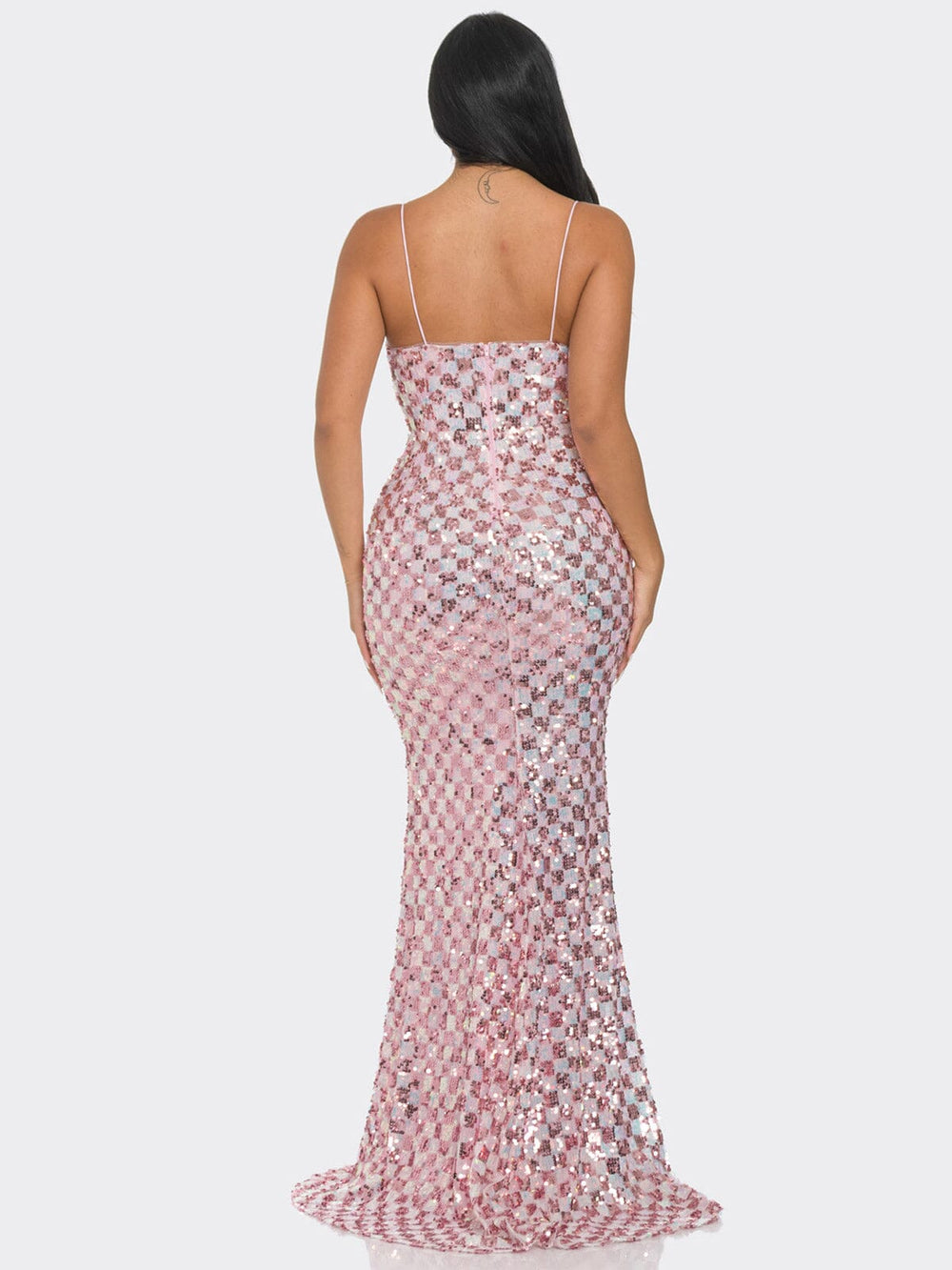 WOMEN'S SLEEVELESS V-NECK BODYCON SEQUINS GOWN MAXI DRESS
