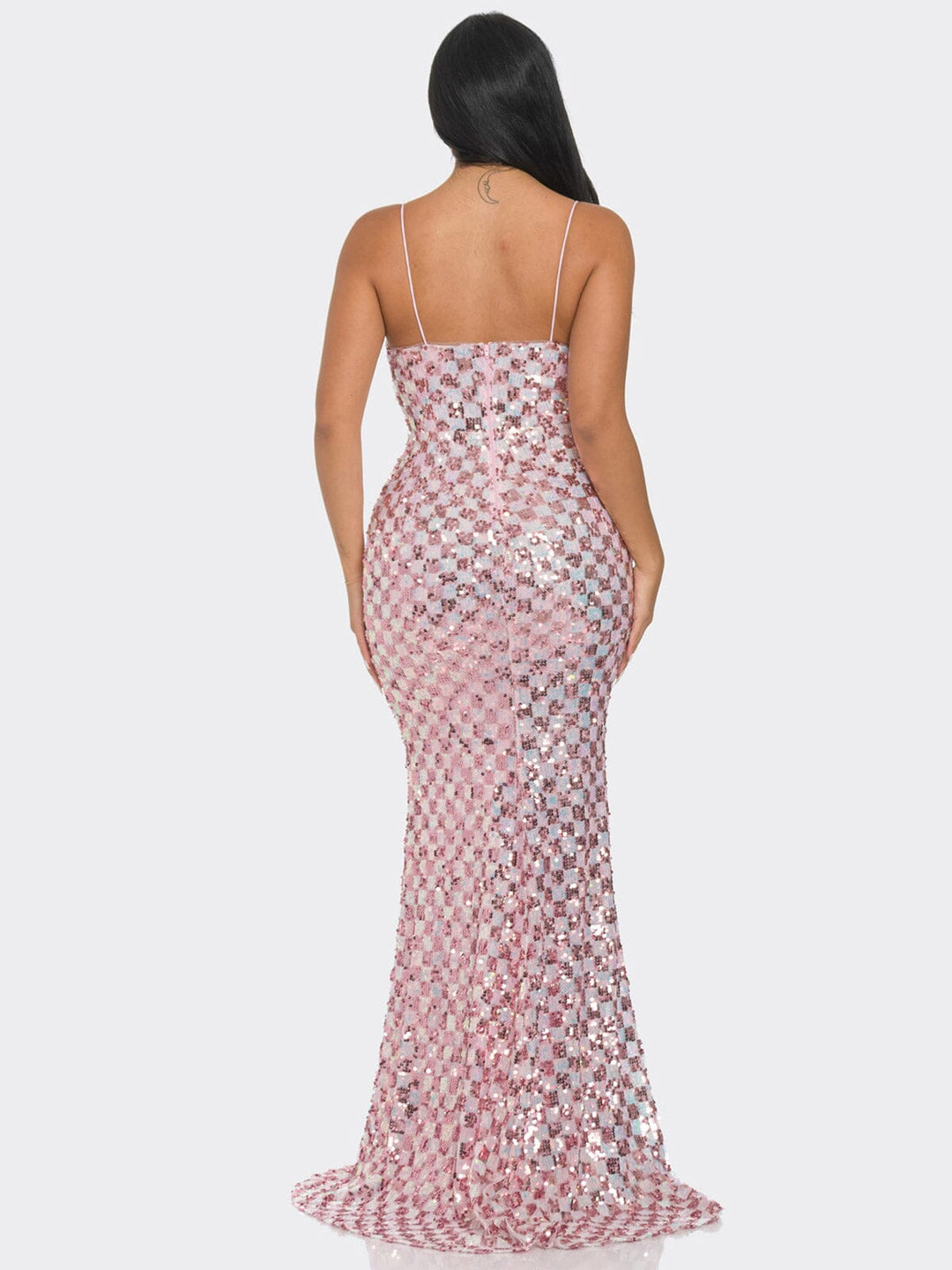 WOMEN'S SLEEVELESS V-NECK BODYCON SEQUINS GOWN MAXI DRESS