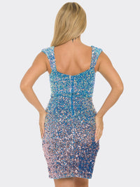 WOMEN'S SLEEVELESS V-NECK SIDE SLIT BODYCON SEQUINS MINI DRESS