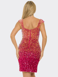 WOMEN'S SLEEVELESS V-NECK SIDE SLIT BODYCON SEQUINS MINI DRESS