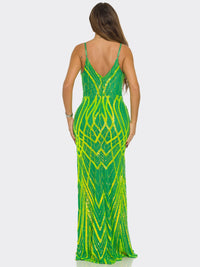 WOMEN'S SLEEVELESS V-NECK BODYCON SEQUINS GOWN MAXI DRESS