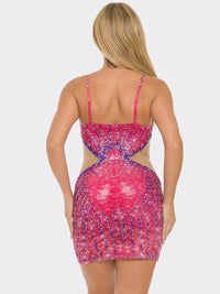 WOMEN'S SLEEVELESS V-NECK BODYCON SEQUINS MINI DRESS