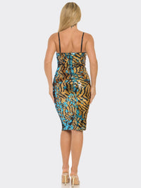 WOMEN'S SLEEVELESS BODYCON SEQUINS MIDI DRESS