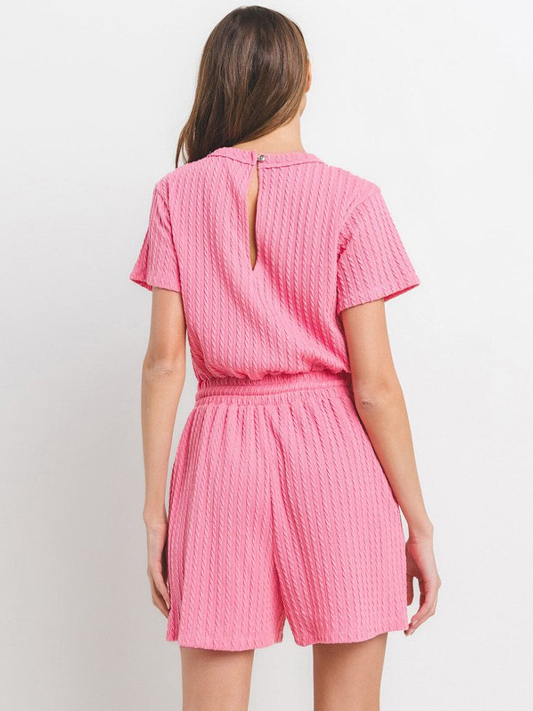 WOMEN'S SHORT SLEEVE SELF TIE FRONT POCKETS DETAILED ROMPER