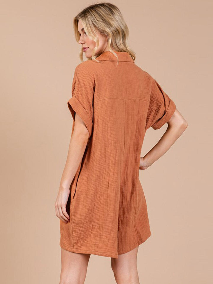 WOMEN'S SHORT SLEEVE BUTTON UP FRONT POCKETS ROMPER