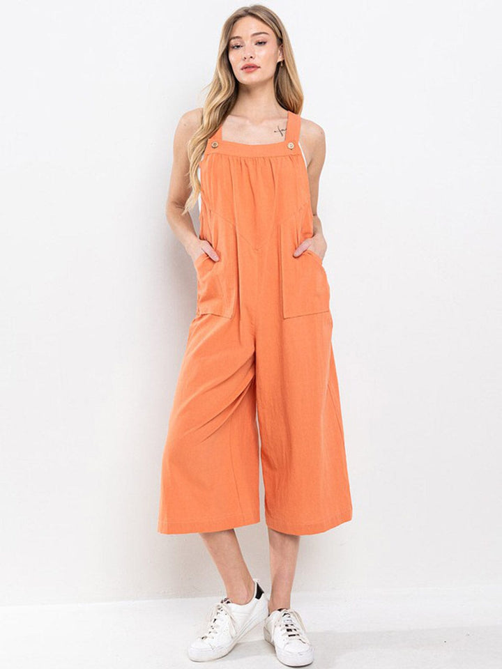 WOMEN'S SLEEVELESS POCKETS WIDE LEG JUMPSUIT