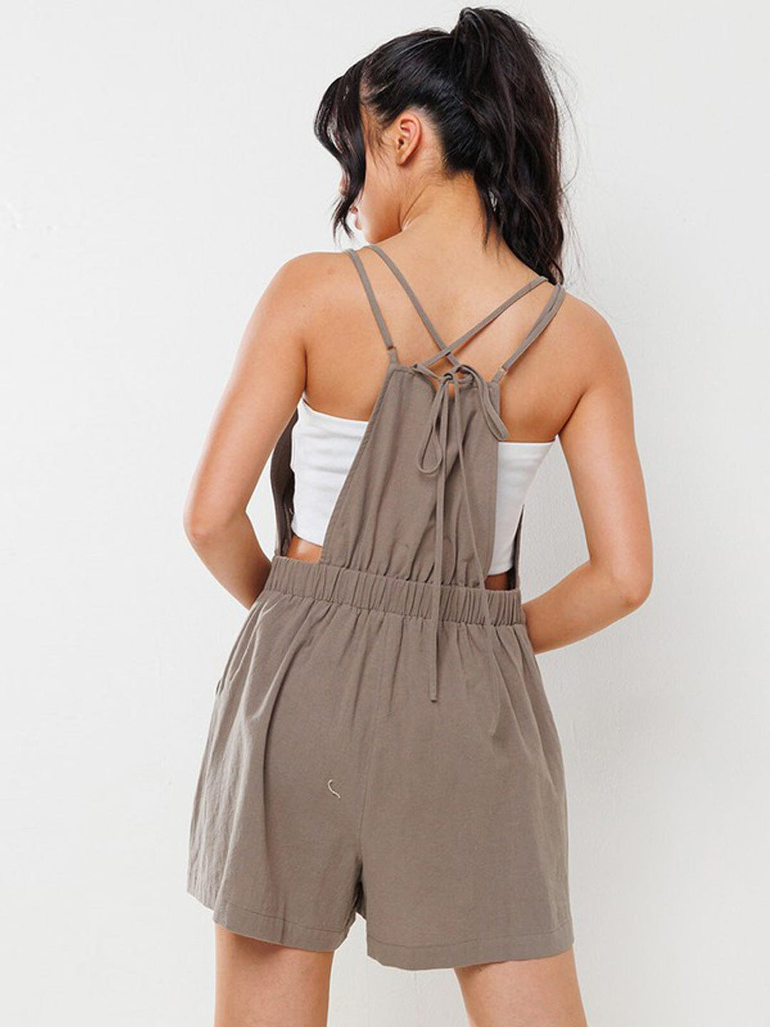 WOMEN'S SLEEVELESS POCKETS ELASTIC WAIST ROMPER
