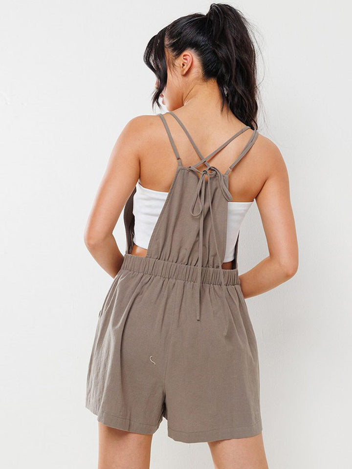 WOMEN'S SLEEVELESS POCKETS ELASTIC WAIST ROMPER