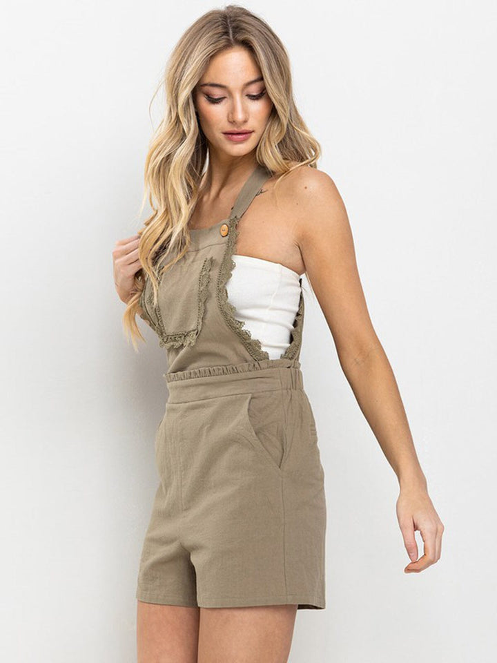 WOMEN'S SLEEVELESS POCKETS TRIM DETAILED OVERALL