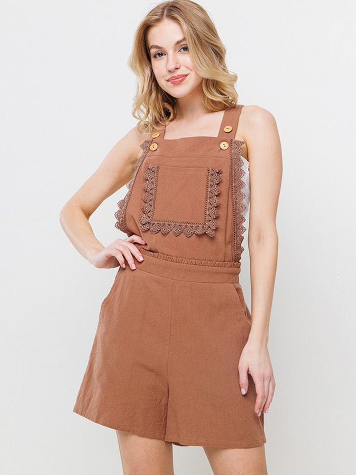 WOMEN'S SLEEVELESS POCKETS TRIM DETAILED OVERALL