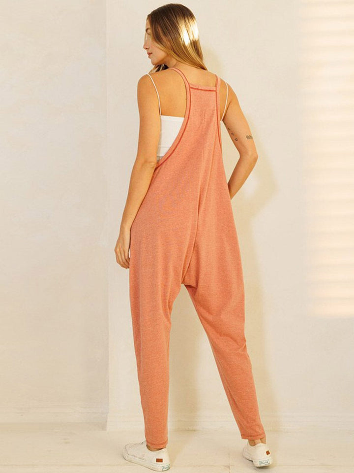 WOMEN'S SLEEVELESS FRONT POCKET JUMPSUIT