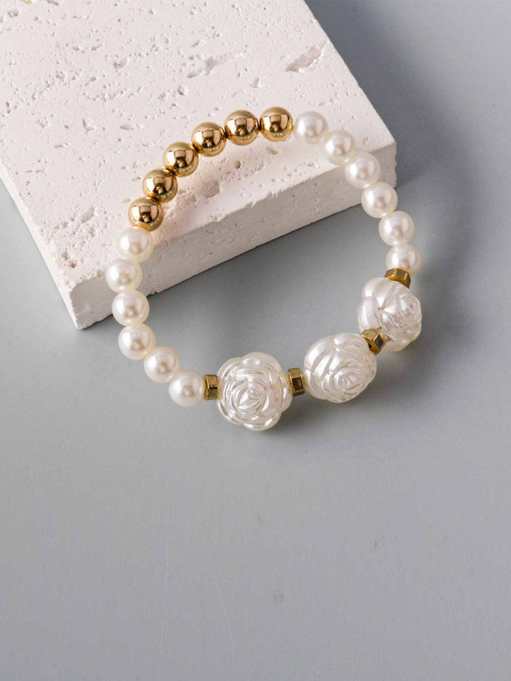 WOMEN'S GOLD PEARL ROSES BRACELET