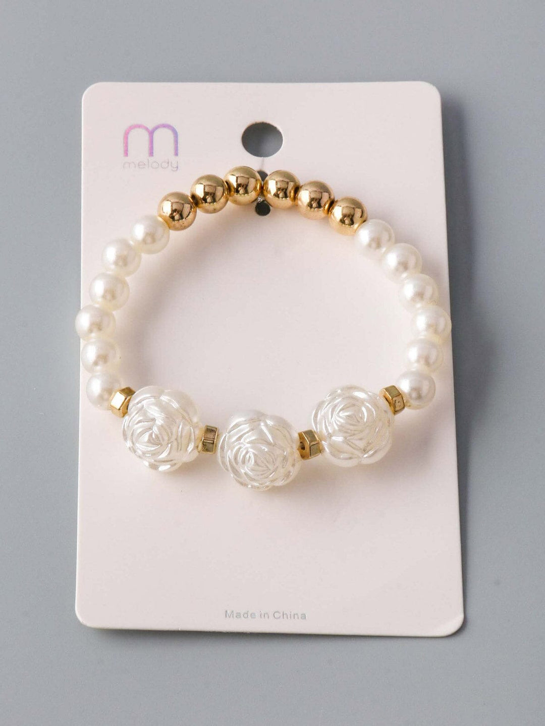 WOMEN'S GOLD PEARL ROSES BRACELET