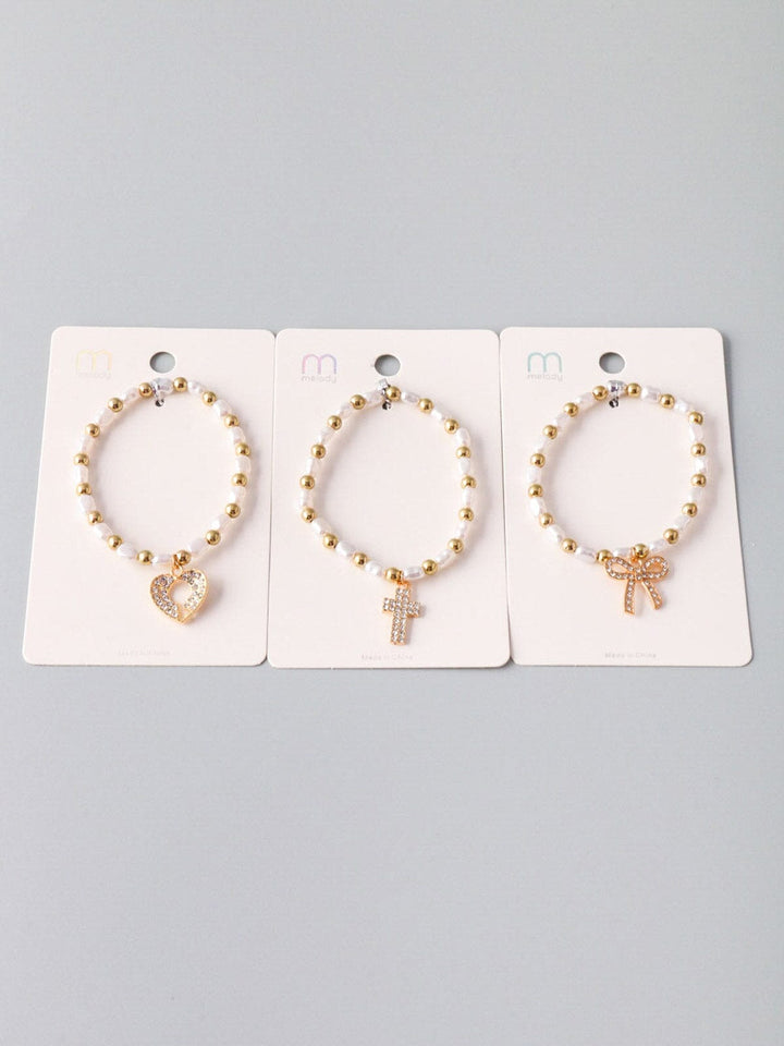 WOMEN'S PEARL ASSORTED PENDANTS BRACELET
