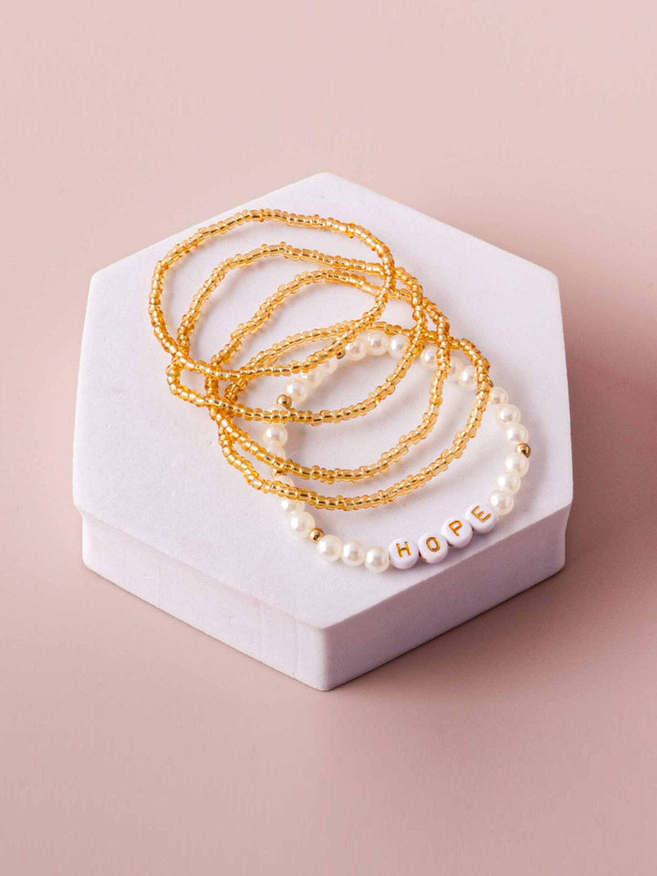 WOMEN'S GOLD PEARL HOPE MULTI BRACELET