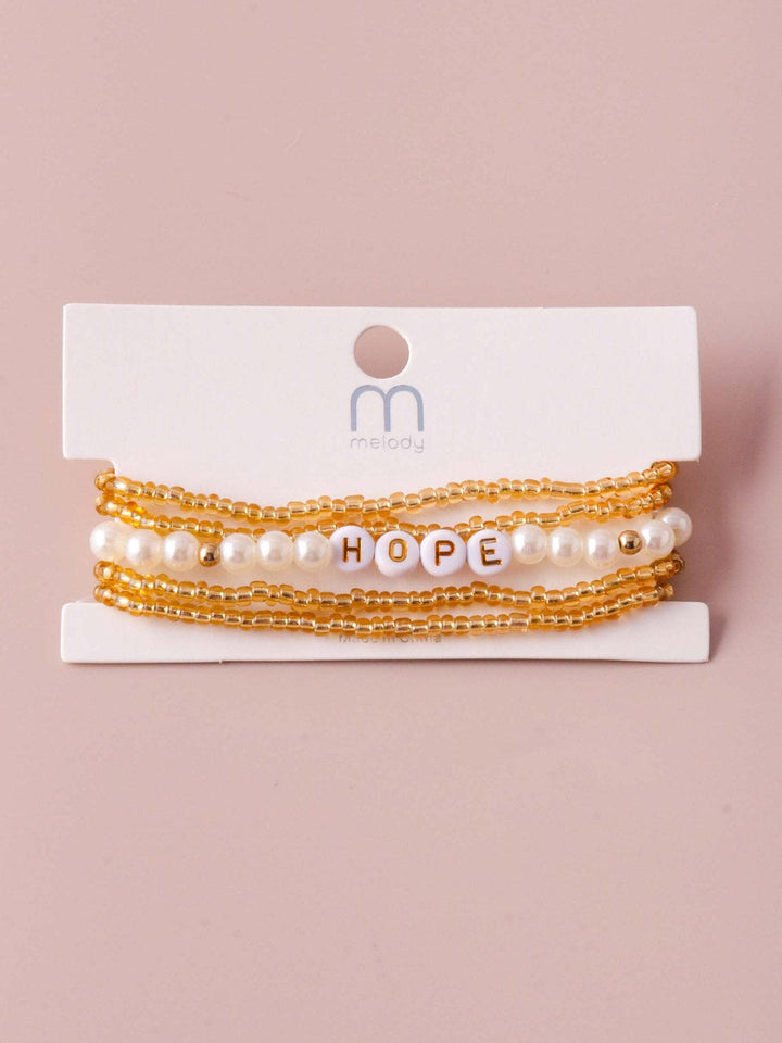 WOMEN'S GOLD PEARL HOPE MULTI BRACELET