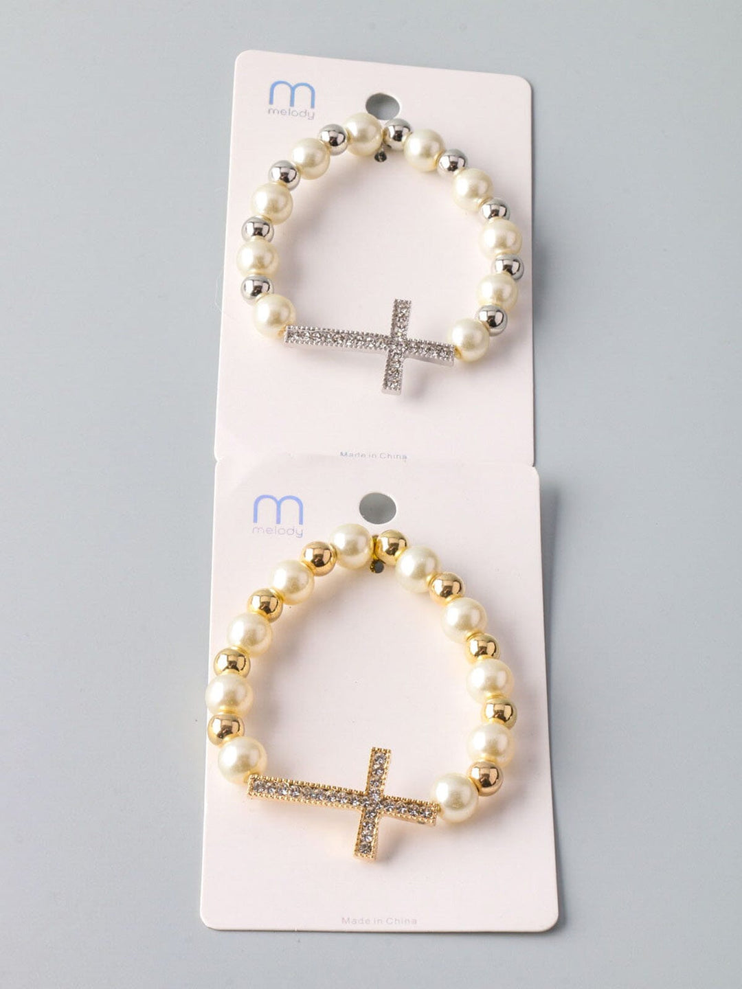 WOMEN'S FASHION GOLD & SILVER PEAR CROSS BRACELET