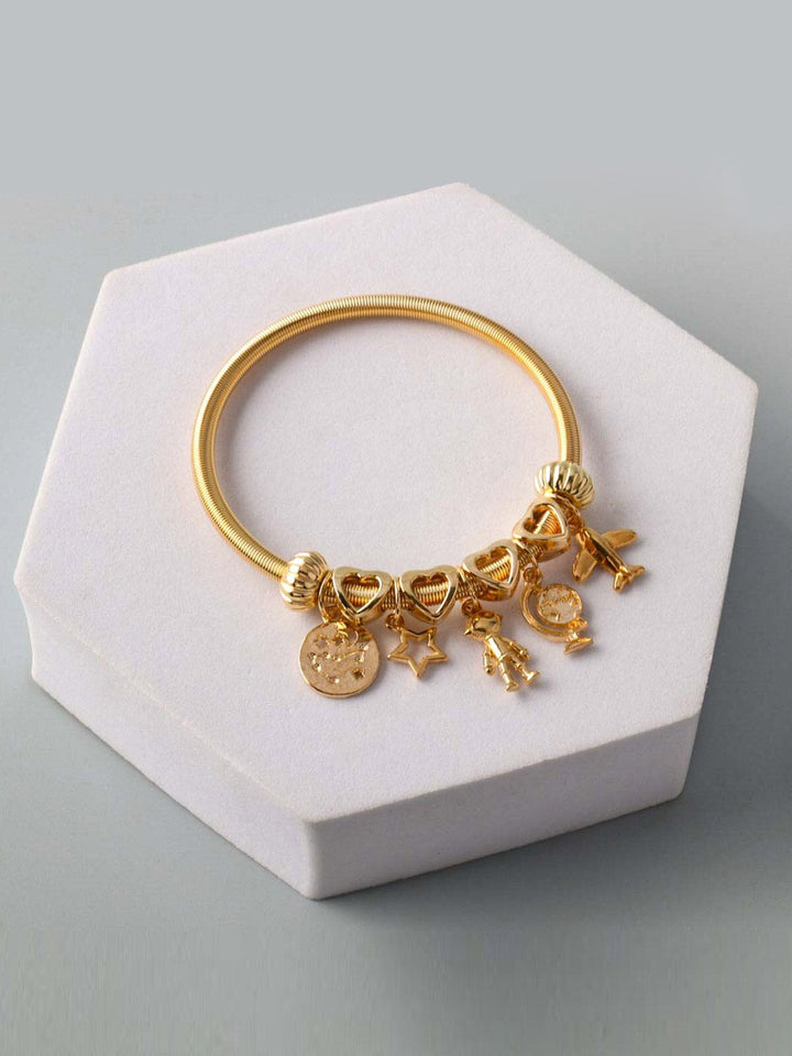 WOMEN'S FASHION GOLD & SILVER MULTI CHARMS BRACELET