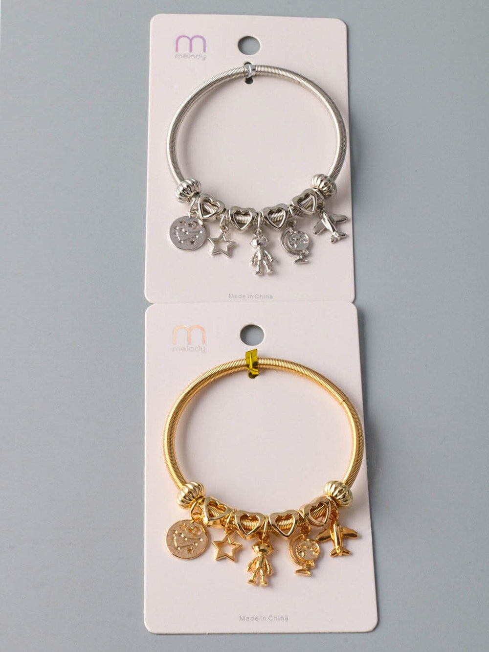 WOMEN'S FASHION GOLD & SILVER MULTI CHARMS BRACELET