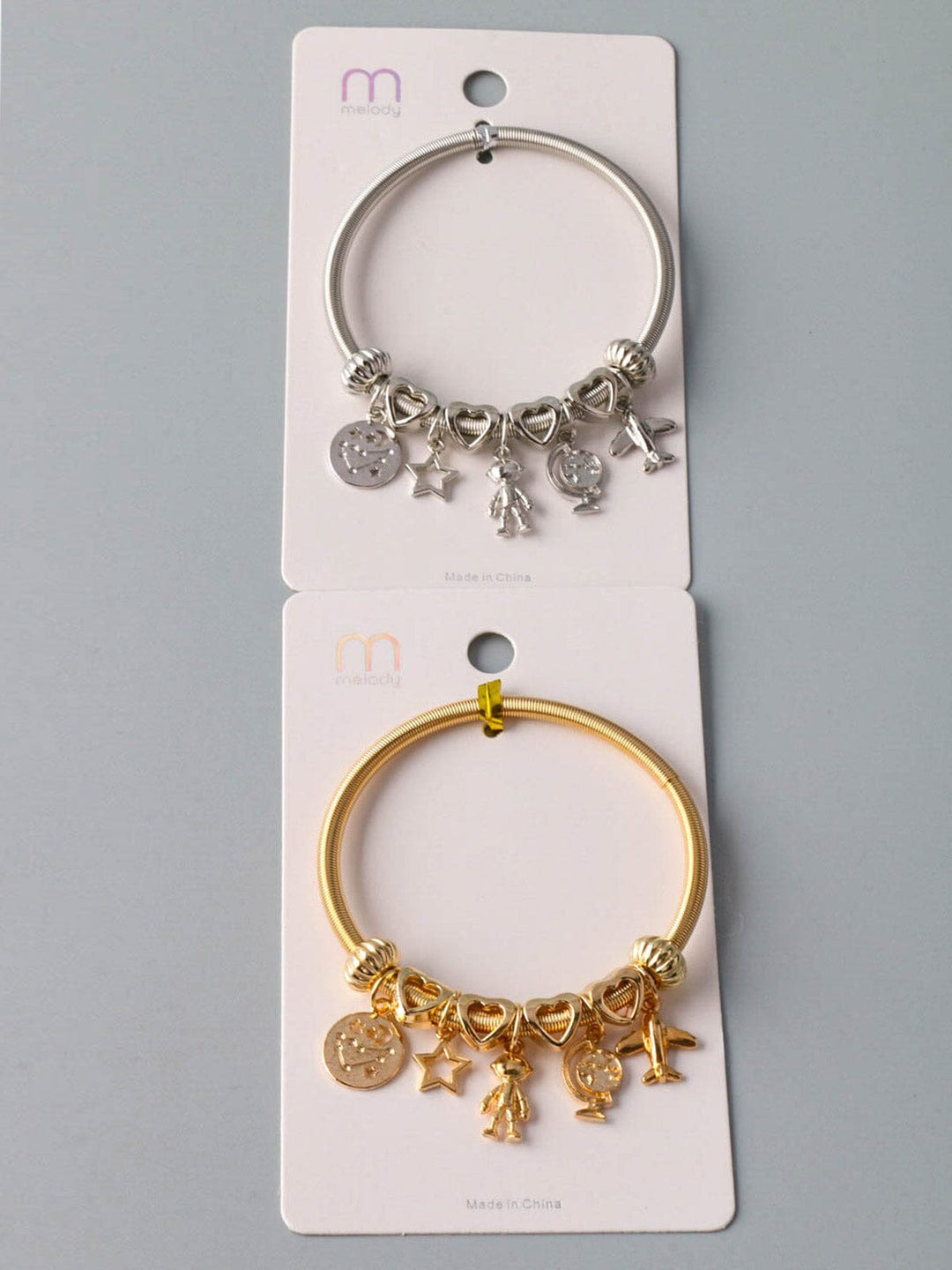 WOMEN'S FASHION GOLD & SILVER MULTI CHARMS BRACELET